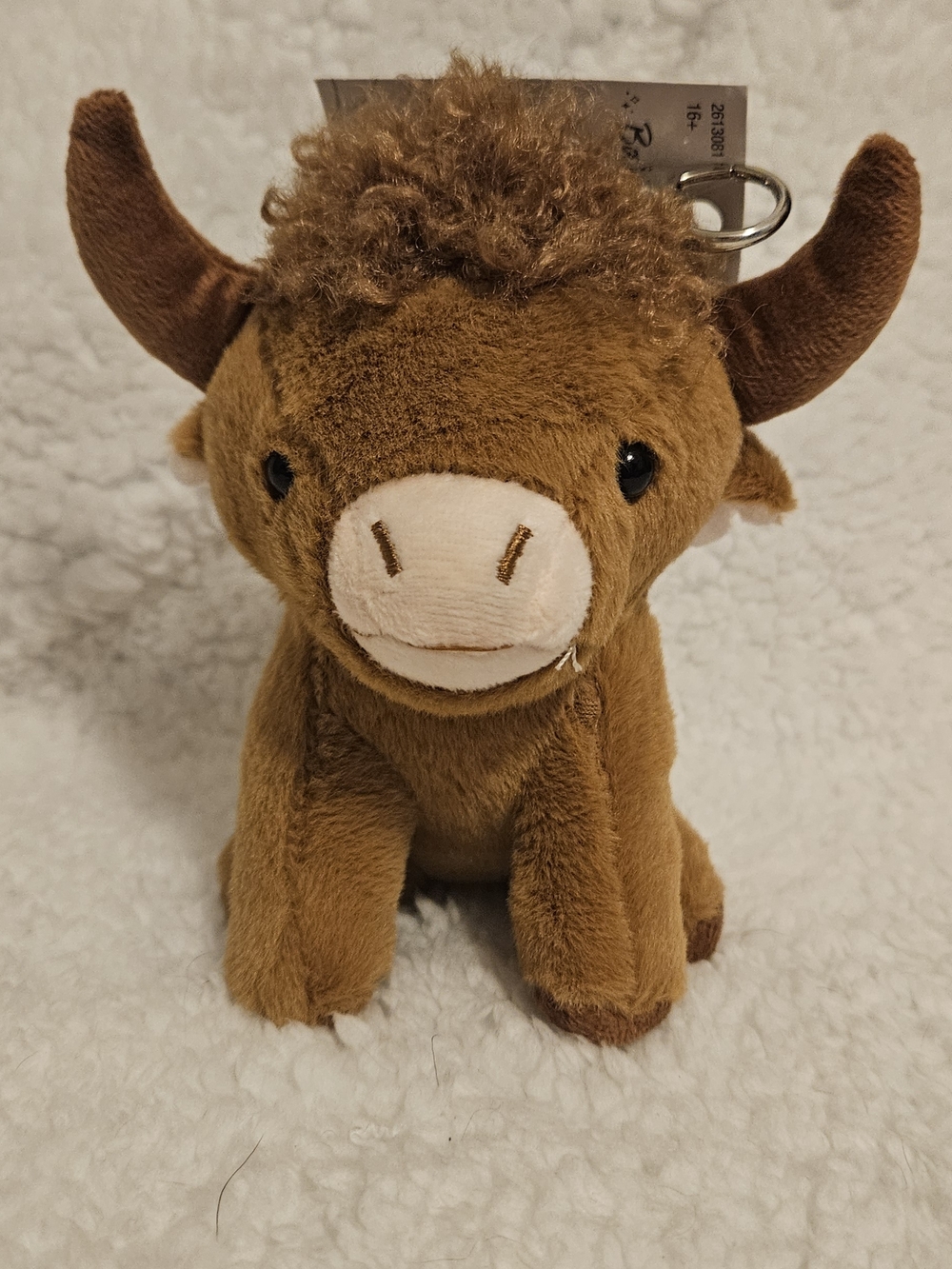 Plush Brown Bull Keychain - Soft Stuffed Animal Bag Charm